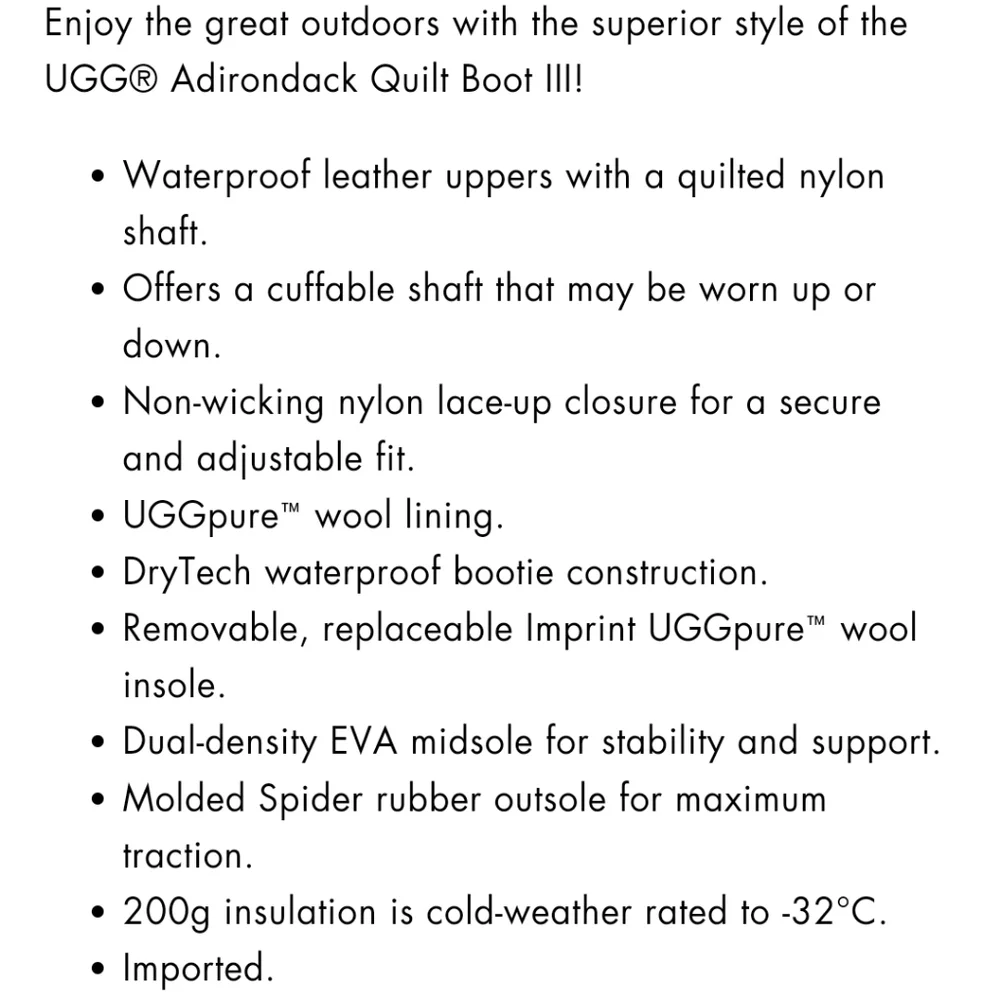 Ugg Adirondack III Quilt Boots Women's 9 Bright White/Gray - Picture 7 of 13